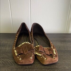 BCBGeneration Brown Flats with Bow Accent